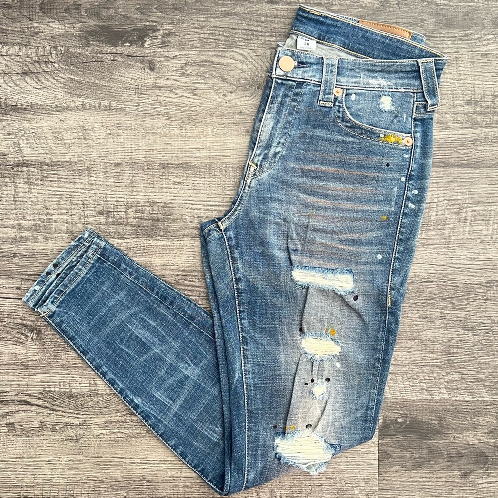 NEW True Religion Jennie Curvy Stretch Distressed Skinny Jeans Sz 30 Women’s